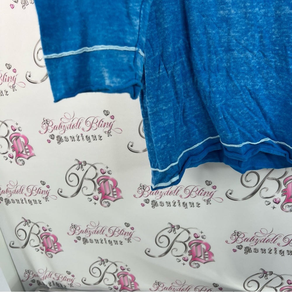 Tommy Bahama tie dye wash style blue stretchy comfy Long Sleeve Blue Tee - Picture 5 of 10